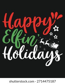 Letras de Navidad de diseño de texto de Días festivos felices de Elfin