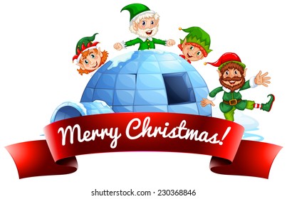 Happy elves and igloo for Christmas