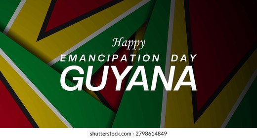 Happy Emancipation Day Guyana. Great for posters, banners and social media. Black Background