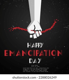 Happy Emancipation Day, hand-breaking chain in freedom day concept. Juneteenth Day vector illustration.