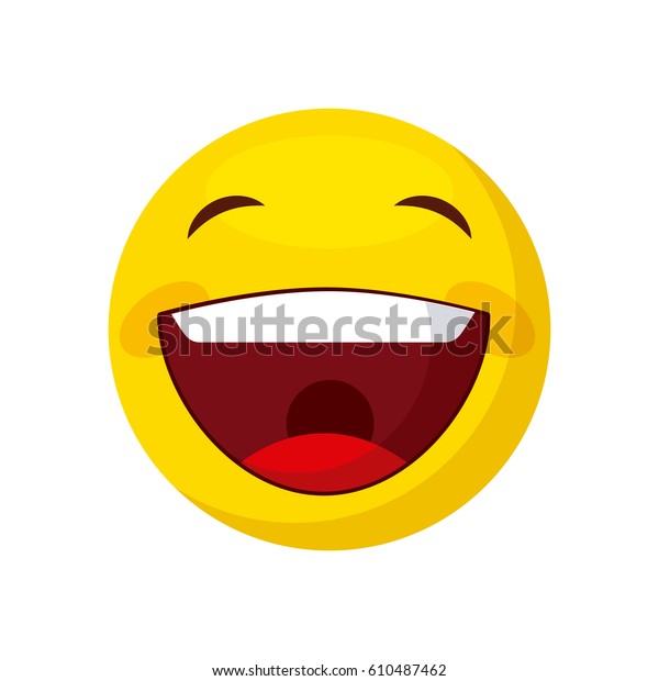 Happy Emoji Cartoon Icon Over White Stock Vector (Royalty Free) 610487462