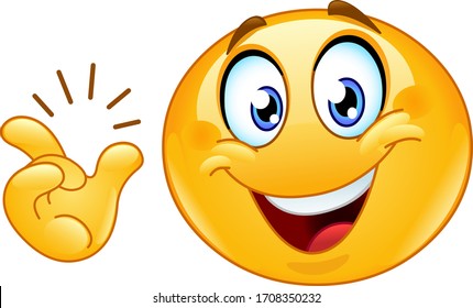 Happy emoji emoticon after snapping his fingers want to say: easy, got it or have an idea