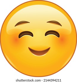 Happy emoji emoticon blushing with smiling eyes