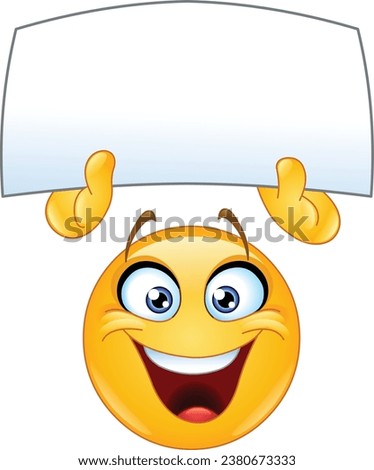 Happy emoji emoticon holding up a blank sign