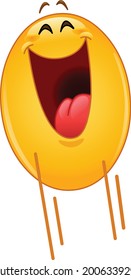 Happy emoji emoticon jumping in the air