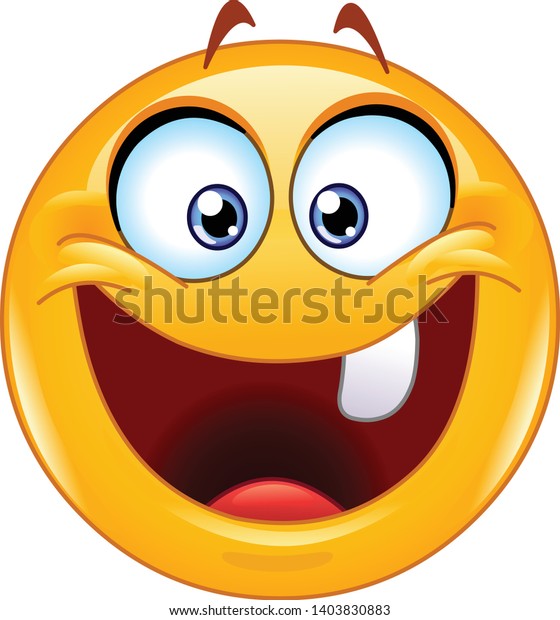 Emotion Emoji Joyeux Avec Une Dent Image Vectorielle De Stock Libre De Droits