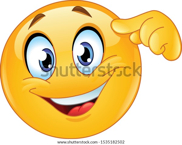 Emotion Emoji Joyeux Pointant Du Doigt Image Vectorielle De Stock Libre De Droits