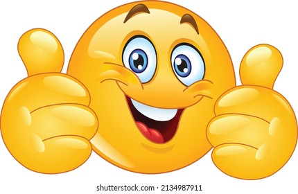 Happy emoji emoticon showing double thumbs up like 
