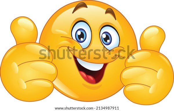 Happy Emoji Emoticon Showing Double Thumbs Stock Vector (Royalty Free ...