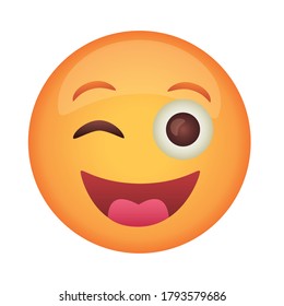 happy emoji face classic flat style icon vector illustration design
