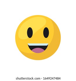 Happy emoji face flat style icon design, Cartoon expression cute emoticon character profile facial toy adorable and social media theme Vector illustration