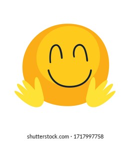 Happy emoji face flat style icon design, Cartoon expression emoticon and social media theme Vector illustration