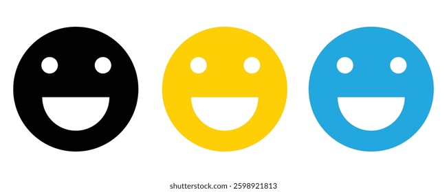 Happy emoji face icon vector on white background