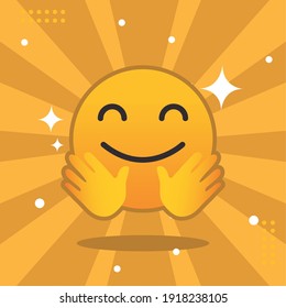Happy emoji face saying hello design, Emoticon cartoon expression and social media theme Vector illustration