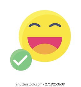 Happy Emoji Face Vector Illustration, Flat Style Icon.