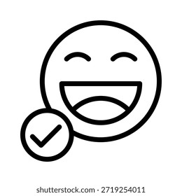 Ilustración vectorial feliz de la cara del emoji, icono del estilo de la línea.