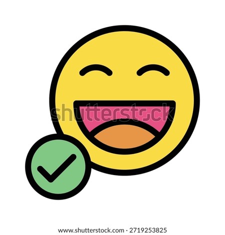 Happy Emoji Face Vector Illustration, Filled Style Icon.