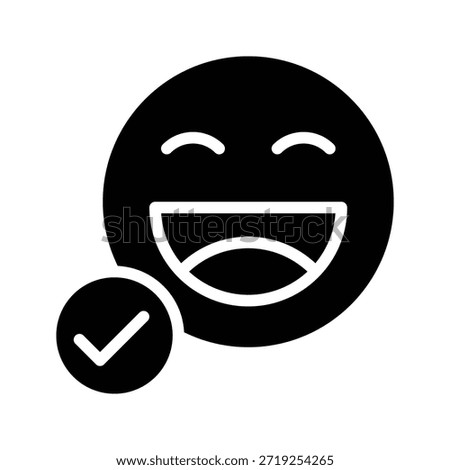 Happy Emoji Face Vector Illustration, Solid Style Icon.