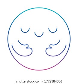 Happy emoji hugging degraded line style icon design, Cartoon expression emoticon and social media theme Vector illustration