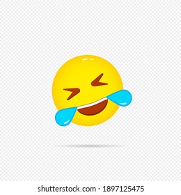 Happy emoji icon. Laughing emotion. Vector on isolated transparent background. EPS 10