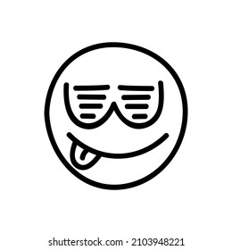 Happy emoji icon in retro party glasses isolated on white background. Smiley emoticon for website design, simple modern symbol, linear icon for mobile app, social media, ui. Vector