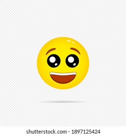 Happy emoji icon. Social media concept. Smiley, emoticon. Vector on isolated transparent background. EPS 10