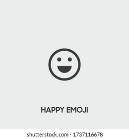 happy emoji icon. happy emoji vector on gray background