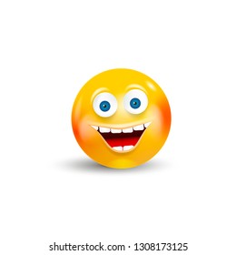 Happy Emoji Kawaii Face isolated on white background. Communication Chat Elements or icon.