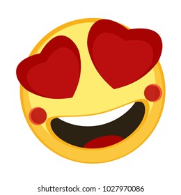 Happy emoji lovely face with hearts. Vector illustration
