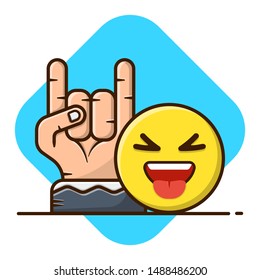 Happy Emoji Rock Metal Hand Vector Stock Vector (Royalty Free ...