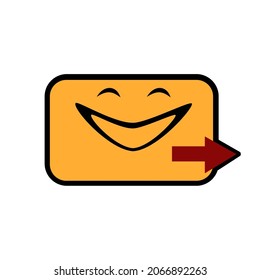 Happy emoji send mail. concept of laughing on white background. Vector image