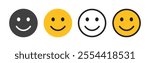 Happy emoji set vector icon. Face smile icon positive. Simple flat shape happy emotion. fill and outline style