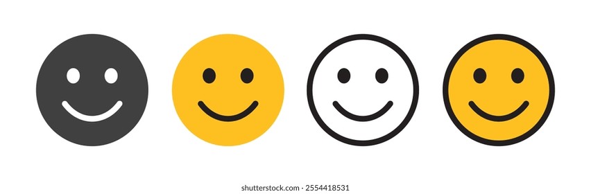 Happy emoji set vector icon. Face smile icon positive. Simple flat shape happy emotion. fill and outline style