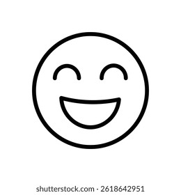 happy emoji , smile emoji , emotion emoji , happiness emoji line icon vector on white background.