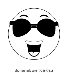 happy emoji with sunglasses  instant messaging  icon image 
