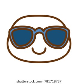 happy emoji with sunglasses kawaii character