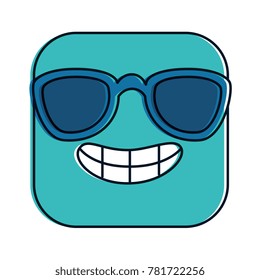 happy emoji with sunglasses kawaii character