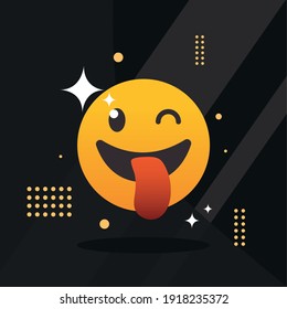 Happy emoji with tongue face design, Emoticon cartoon expression and social media theme Vector illustration