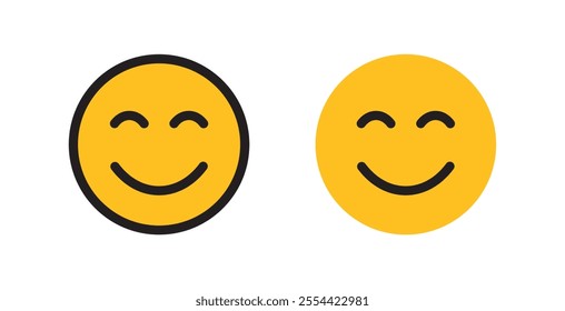 Happy emoji vector icon. Face smile icon positive vector signs symbol. Simple flat shape happy emotion