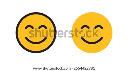 Happy emoji vector icon. Face smile icon positive vector signs symbol. Simple flat shape happy emotion