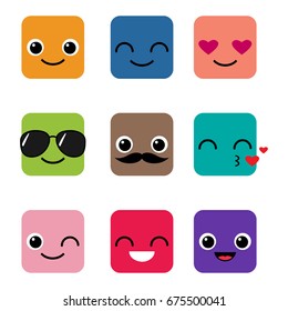 Happy emoji vector set