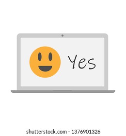happy emoji with yes text. vector design illustration