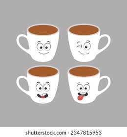 Happy emote coffee cup vector illustration.