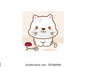 Happy emoticon cat on a white background