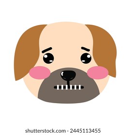 happy emoticon face. bull dog sticker kawaiii