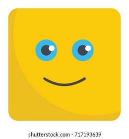 Happy emoticon face flat icon vector illustration for design and web isolated on white background. Vector emoticon. Yellow emoticon face.