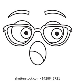 happy emoticon face with glasses kawaii character