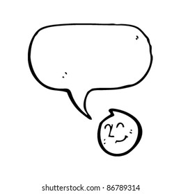 fröhliches Emoticon-Gesicht mit Redeblase-Cartoon