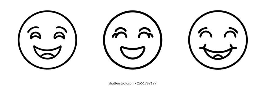  happy emoticon faces with different laughing styles 
