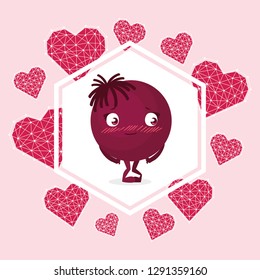 happy emoticon with hearts frame
